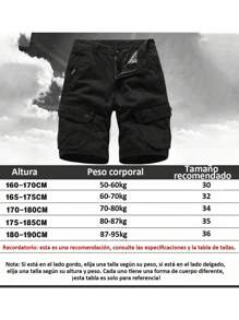 Pantalones cortos para hombre . Hombres Shorts cargo con bolsillo con solapa sin cinturón. Bermuda Tipo Cargo Work Shorts Táticos Uso Tudo Bermudas, Manfinity Shorts De Carga Para Hombre De Ajuste Holgado Con Bolsillo De Solapa Lateral - Verde militar - Ver 8