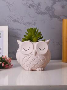 1pc Creative Simple Resin Simulation Glasses Owl Shaped Home Balcony Garden Succulent Decoration Flowerpot