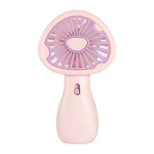迷你攜帶式帶夜燈的香菇形狀風扇，帶有2種風速調節，適用於室內、旅遊、戶外辦公室和家庭的禮品和桌面風扇 - 彩色 - 查看 9