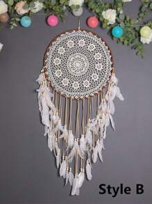 Thảm treo tường trang trí phòng ngủ phòng khách hình lông vũ thủ công Dream Catcher 1 chiếc, Trang trí nhà cửa, Trang trí phòng, Trang trí tường - Màu be - Xem 6