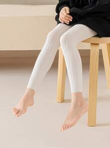 3 件装 女童纯色竖条纹七分紧身裤，适合上学 - 彩色 - 查看 6