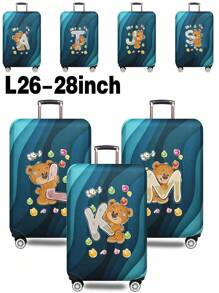行李箱罩旅行箱罩适用于 18 至 32 英寸行李箱保护套男女户外假日旅行必备配件涤纶行李箱弹力防尘罩时尚首字母 A 至 Z 熊字母印花包适用于学校学校配件学校用品