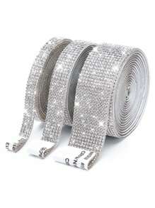 1pc 3Rolls Self-Adhesive Crystal Rhinestone Diamond Ribbon DIY Decoration Sticker With 2 Mm Rhinestones For DIY Event Car.Cross-Border Explosive Rhinestone Strips Self-Adhesive Rhinestone Paste Hot Melt Adhesive Mesh Diamond Tape DIY Ribbon Strips Clothing Accessories Hot Diamond Tape - Multicolor - View 1