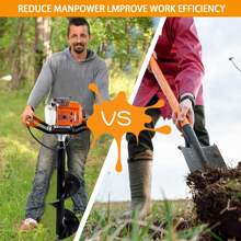 Post Hole Digger, 62CC 2100W Gas Powered Post Hole Digger With 3 Earth Auger Drill Bit 3" 5" & 8" And 3 Extension Rods 24" 24" & 24" , For Farmland, Garden And Plant, EPA Certification - 橘色 - 查看 3