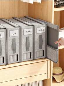 1pc Quilt Storage Bag, Bed Sheet Organizers And Storage, Foldable Organizer Box For Linen Closet, Sheets Organizing, Bedding Storage Container, Gray, Bedroom Wardrobe Organizer, Drawer Organizer For Home, Foldable Bedding And Blanket Storage Box, Bedroom Accessories, Home Organization And Storage Supplies Bag For School School Accessories School Stuff - Multicolor - View 3