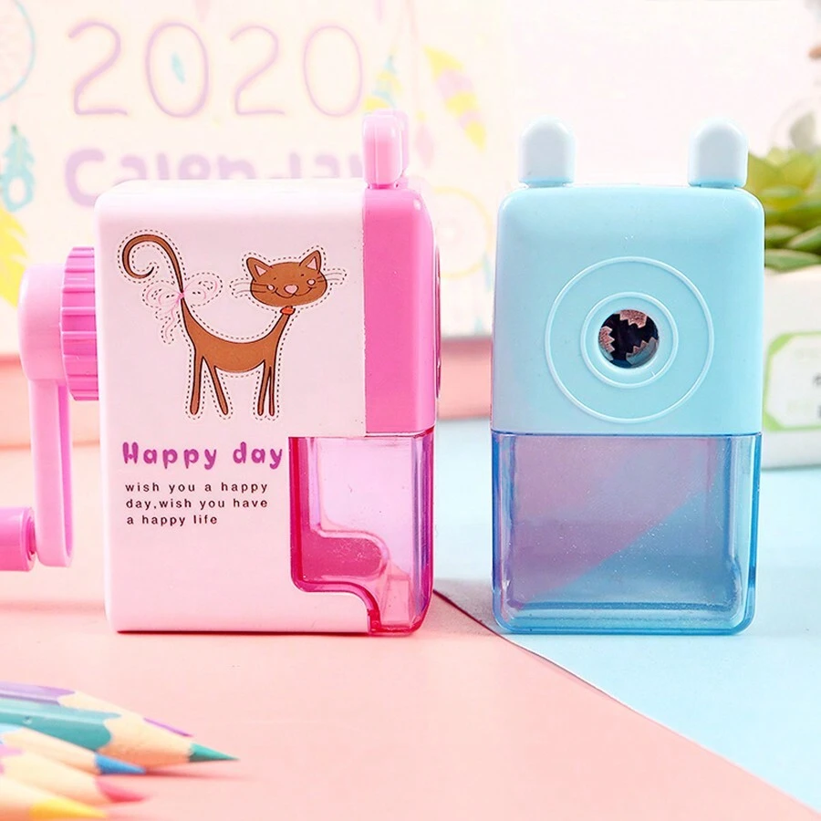 Cartoon Handheld Pencil Sharpener With Container For Students, One-Hole ...