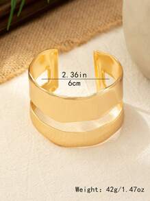 1pc Exquisite And Fashionable Wide Decorative Gold Bangle Suitable For Women's Evening Banquet/Party/Cocktail/Holiday Wear, Ideal Gift For Festivals - Gold Wide Bracelet - View 8