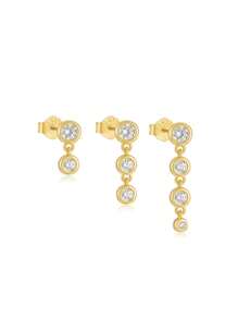 Kolczyki z 3 pojedynczymi oprawami w kształcie pierścienia, srebro próby 925, dla kobiet, luksusowe kolczyki z frędzlami, odpowiednie na imprezę, biżuterię ślubną