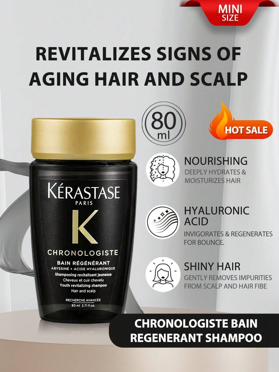 Kérastase 卡诗 (Kerastase) [旅行装] Chronologiste 赋活洗发露 80ml，滋养秀发和头皮的必备洗发露。蕴含透明质酸和维生素 E，焕活秀发和头皮，适合暗哑、干燥、脆弱和敏感发质。 - 黑色 - 查看 1