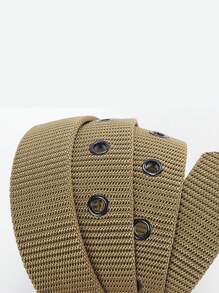 有孔帆布腰帶，男孩針扣腰帶，學生青年韓版多功能牛仔腰帶，軍事訓練專用，可伸展