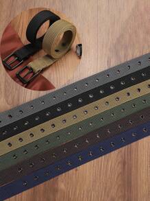 有孔帆布腰帶，男孩針扣腰帶，學生青年韓版多功能牛仔腰帶，軍事訓練專用，可伸展