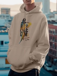 Men Hoodies - 卡其色 - 查看 2