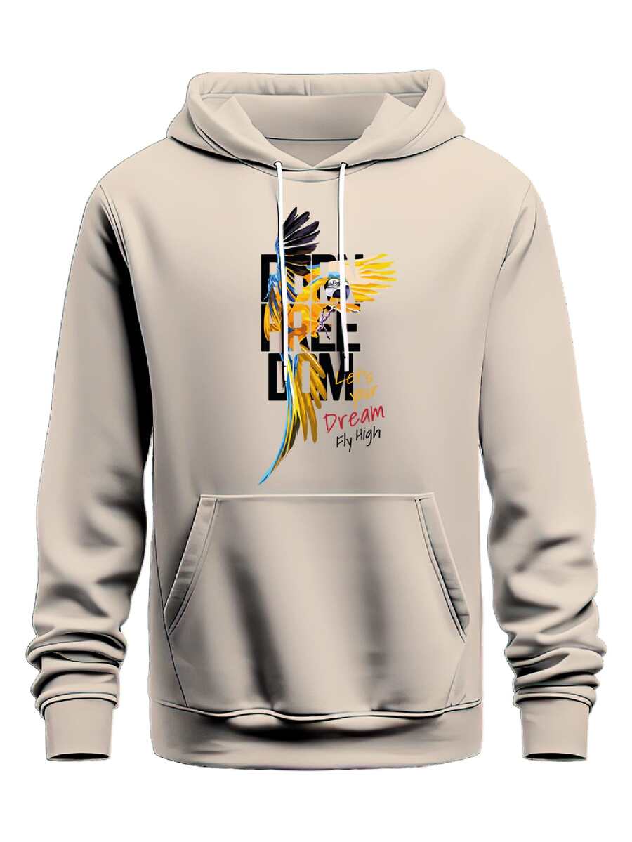 Men Hoodies - 卡其色 - 查看 1