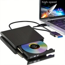 External CD/DVD Drive For Laptop USB 3.0 Portable RW Drive/DVD Player For Laptop CD ROM Burner Compatible With Laptop Desktop PC Windows Linux - màu đen - Xem 1