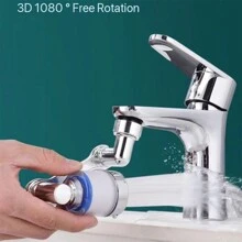 機械臂通用防濺飛龍頭延伸器附濾網，旋轉式噴嘴，適用於浴室 - 銀色 - 查看 5