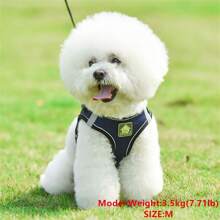 1組寵物胸衣背心+牽繩，柔軟舒適反光可調整貓/狗用背心，不窒息小寵物牽繩，適用於散步的貓胸衣牽繩 - 藏蓝色 - 查看 8