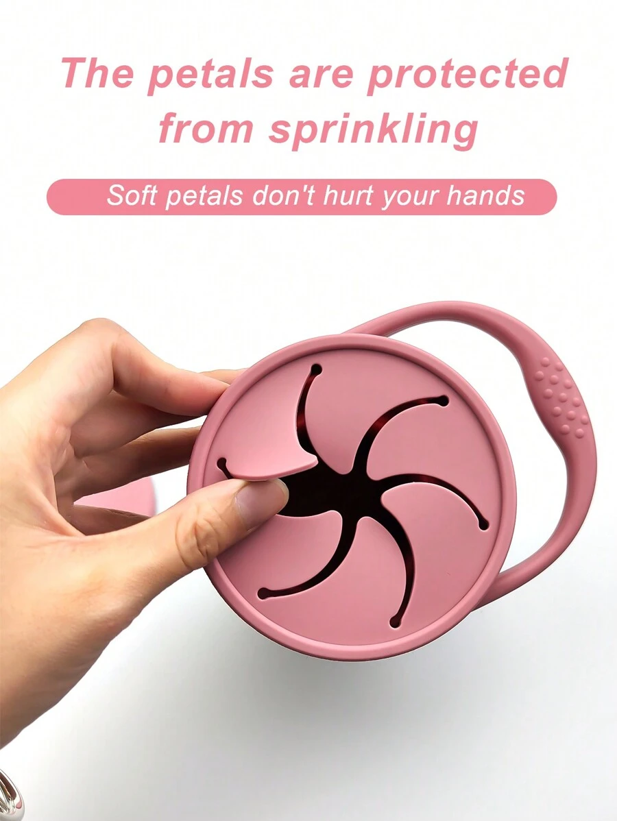 1 pieza Vaso plegable para bocadillos de silicona a prueba de fugas para niños con bolsa, adecuado para frutas y frutas secas, portátil para uso en exteriores - Rosa - Ver 1