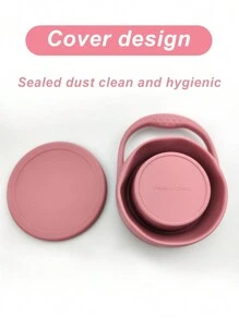1 pieza Vaso plegable para bocadillos de silicona a prueba de fugas para niños con bolsa, adecuado para frutas y frutas secas, portátil para uso en exteriores - Rosa - Ver 4