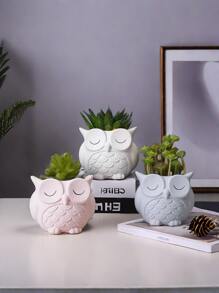 1pc Creative Simple Resin Simulation Glasses Owl Shaped Home Balcony Garden Succulent Decoration Flowerpot
