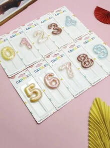 1pc Creative Donut Shaped Cake Candle, Chocolate Colored Cake Candle With Numbers 0-9, Suitable For Decorating Cakes At Parties,Christmas - Multicolor - View 2