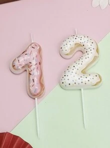 1pc Creative Donut Shaped Cake Candle, Chocolate Colored Cake Candle With Numbers 0-9, Suitable For Decorating Cakes At Parties,Christmas - Multicolor - View 6
