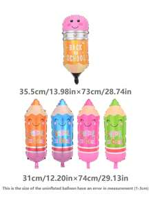 5入組卡通鉛筆造型鋁箔氣球，返校派對裝飾必備 - 彩色 - 查看 2