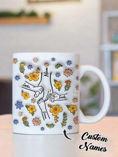 1 pieza Taza personalizada con nombre para el Día de la Madre, Taza de café personalizada con nombre, Taza personalizada con flores, Taza personalizada con texto para aniversario, Regalos de inauguración de la casa, Regalo de San Valentín, Regalo de aniversario, Regalo del Día de la Madre para el hogar, el jardín, la oficina, para aniversarios, para el Día de San Valentín, para el Día de la Madre, para cumpleaños, para el Día del Padre, para graduación, para bodas, para inauguración de la casa, Renovación del hogar, Decoración navideña, de alta calidad, Amor eterno
