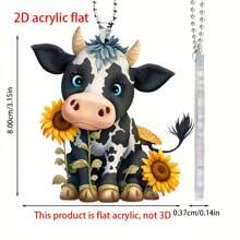 1pc Acrylic Pendant - Vibrant Car, Bag And Key Chain Decor - Cute Cow - View 3