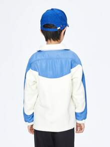 Annil Boys' Jacket Winter Double Sided Velvet Skin Friendly Color Blocked Splicing Top