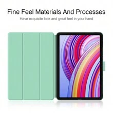 适用于小米 iPad Redmi Pad Pro 12.1 英寸 2024 POCO Pad 平板电脑智能保护套 PU 材质 自动休眠唤醒 - 綠色 - 查看 6