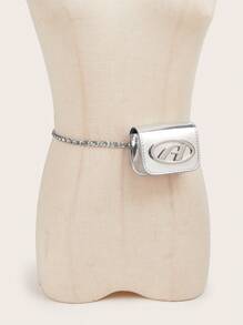1pc New D-Letter Waist Chain Bag, French Chic Waist Belt Bag, Mini Lightweight Chain Crossbody Bag