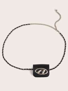1pc New D-Letter Waist Chain Bag, French Chic Waist Belt Bag, Mini Lightweight Chain Crossbody Bag