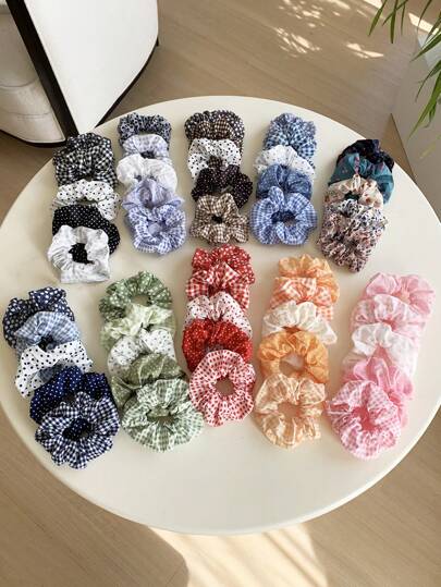 5个可爱粉色波点发圈，韩版高档弹力发圈，适合扎马尾辫；10套黑色可选发圈，发饰，头饰