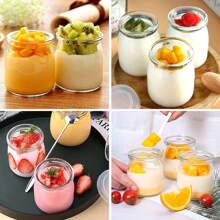 6 Pcs Glass Jars With Lids, Mini Yogurt Mason Jar, Glass Favor Jars With Cork Lids, Small Glass Jars, Yogurt Pudding Glass Storage Jars, Candy Jars Potion Bottles With Cork, Glass Decorative Bottles With Cork Lids, Glass Bottle, For Wedding Favor, Party Favor, Gift Jars For Candy, Bonus Twine And Labels - Khaki - View 3