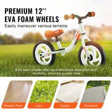 Toddler Balance Bike, 12" Lightweight Aluminum Alloy Kids Bike With Adjustable Seat & Handlebar, EVA Foam Tires, No Pedal Kids Balance Bicycle Gift For Boys Girls, 55LBS Support - 白色 - 查看 4
