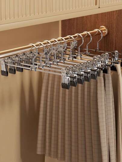 1/5 szt. ocynkowany klips do spodni wielofunkcyjny schowek domowy wieszak na spodnie ze stali nierdzewnej antypoślizgowy wieszak na ubrania niebrudzący wiszący metalowy klips do spódnicy