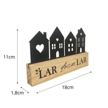 Decoração Lar Doce Lar Plaquinha de Mesa Casinhas Decoração Apartamento Totem Lar Doce Lar - Preto - Visão 2