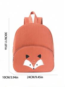 1pc תרמיל גב לילדים מבד קורדרוי רב תכליתי עם ציור חמוד ורקום, מתאים לבנות, בנים, גן ילדים, תלמידי בית ספר יסודי, טיולים בחוץ, מתנה לחג - חום - ראה 2