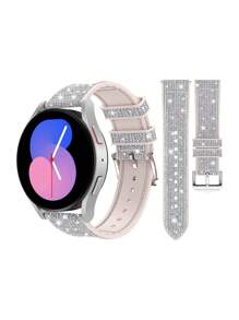 1pc Samsung Galaxy Watch Strap 4/5/6/7Series Sports , Soft Silicone Strap Compatible With Galaxy Watch 5/Watch 4 40mm 44mm And Samsung Watch Strap 3 41mm/Gear 2 Wristband - Shiny Silver , 2 Sizes (20mm/22mm), Please Make Sure Your Watch Dial Size Before Purchasing! Smart Galaxy Watch6 Band
