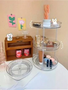 1入透明多層桌面化妝品收納盒，大容量組織者，適用於妝容、護膚品、化妝水、香水展示架，適用於臥室、浴室、客廳、門口 - 彩色 - 查看 2