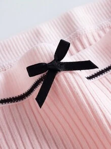 3 piezas set de bragas unido en contraste - Rosa - Ver 4