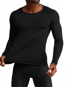 Camiseta de manga larga de surf transpirable de color sólido para hombre, camiseta deportiva ligera y de secado rápido, camiseta de playa informal y moderna, muy elástica, suave y cómoda, adecuada para ciclismo, tenis, fitness, surf, correr, actividades al aire libre viajar. - Negro - Ver 6
