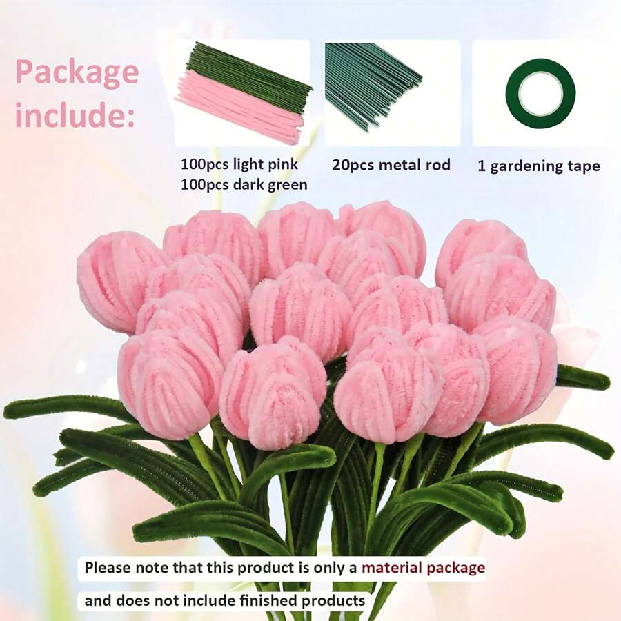 Pipe Cleaners Craft Supplies Chenille Stem Flower Craft Kit DIY Tulip