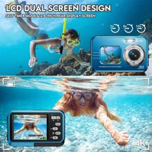 Nicamery 4K Waterproof Camera Underwater Camcorder With 32GB Card, Adapter, Dual Screen Selfie, 48MP 16X Digital Zoom Camcorder With Fill Light, 11FT Underwater Camera For Teenage Snorkeling, With 2 Batteries