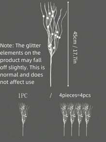 1 pièce/4 pièces/8 pièces Branche de plante artificielle blanche scintillante avec baies, fleur artificielle mignonne pour décoration de maison, adapté pour le festival, le mariage, la fête, la maison, la table à manger, la chambre à coucher, cadeau de Noël, accessoires de décoration en rotin DIY, décoration de sapin de Noël et plante de Noël, décoration d'Halloween, décoration de Noël d'intérieur et d'extérieur, décoration de chambre