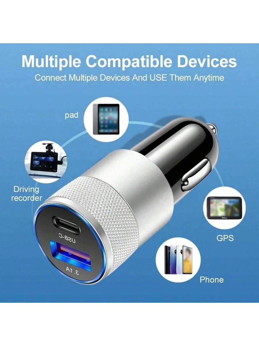 شاحن سيارة سريع 3.0 – صغير ومعدني – 3.1 أمبير – مع...