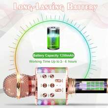 Everjoys Bộ 2 Micro Karaoke Bluetooth Không Dây Có Đèn Led Di Động Cầm Tay Hát Karaoke Loa Máy Đồ Chơi Quà Tặng Kèm Hướng Dẫn Sử Dụng Đa Ngôn Ngữ - Rượu sâm panh + xanh - Xem 6