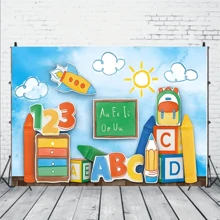 1 tấm phông nền chụp ảnh chào mừng trở lại - Bầu trời xanh rực rỡ với bảng chữ cái ABC và bút màu nhiều màu - Biểu ngữ trang trí tiệc hoàn hảo cho các sự kiện ăn mừng và đạo cụ chụp ảnh - Nhiều màu - Xem 1