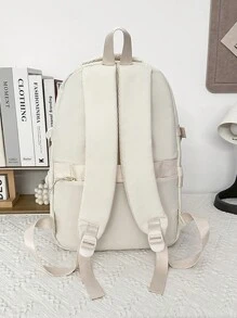1pc Nylon Zipper Closure Fashionable Unisex Backpack With Simple Design, Suitable For Daily Use