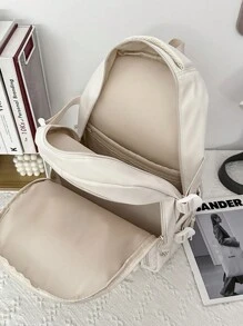 1pc Nylon Zipper Closure Fashionable Unisex Backpack With Simple Design, Suitable For Daily Use